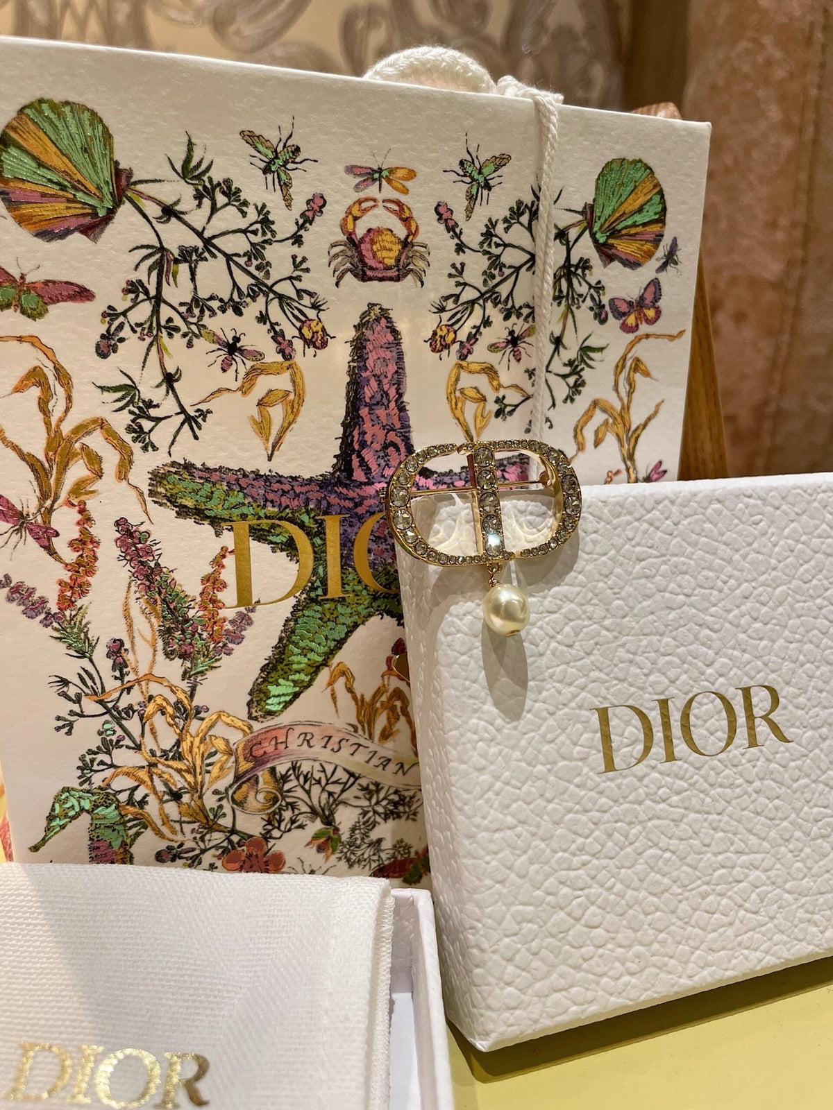 Dior CD Crystal Pearl-Look Drop Brooch - product image 9