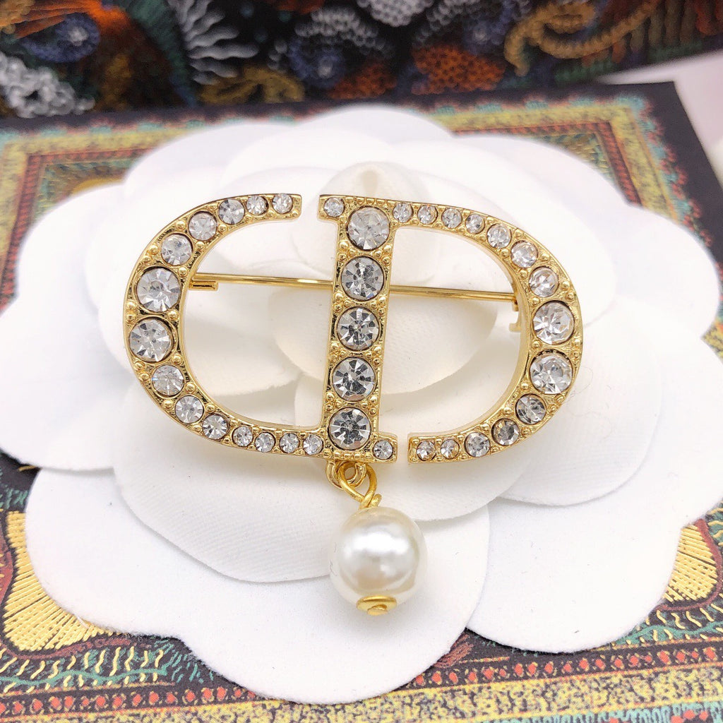 Dior CD Crystal Pearl-Look Drop Brooch - product image 4