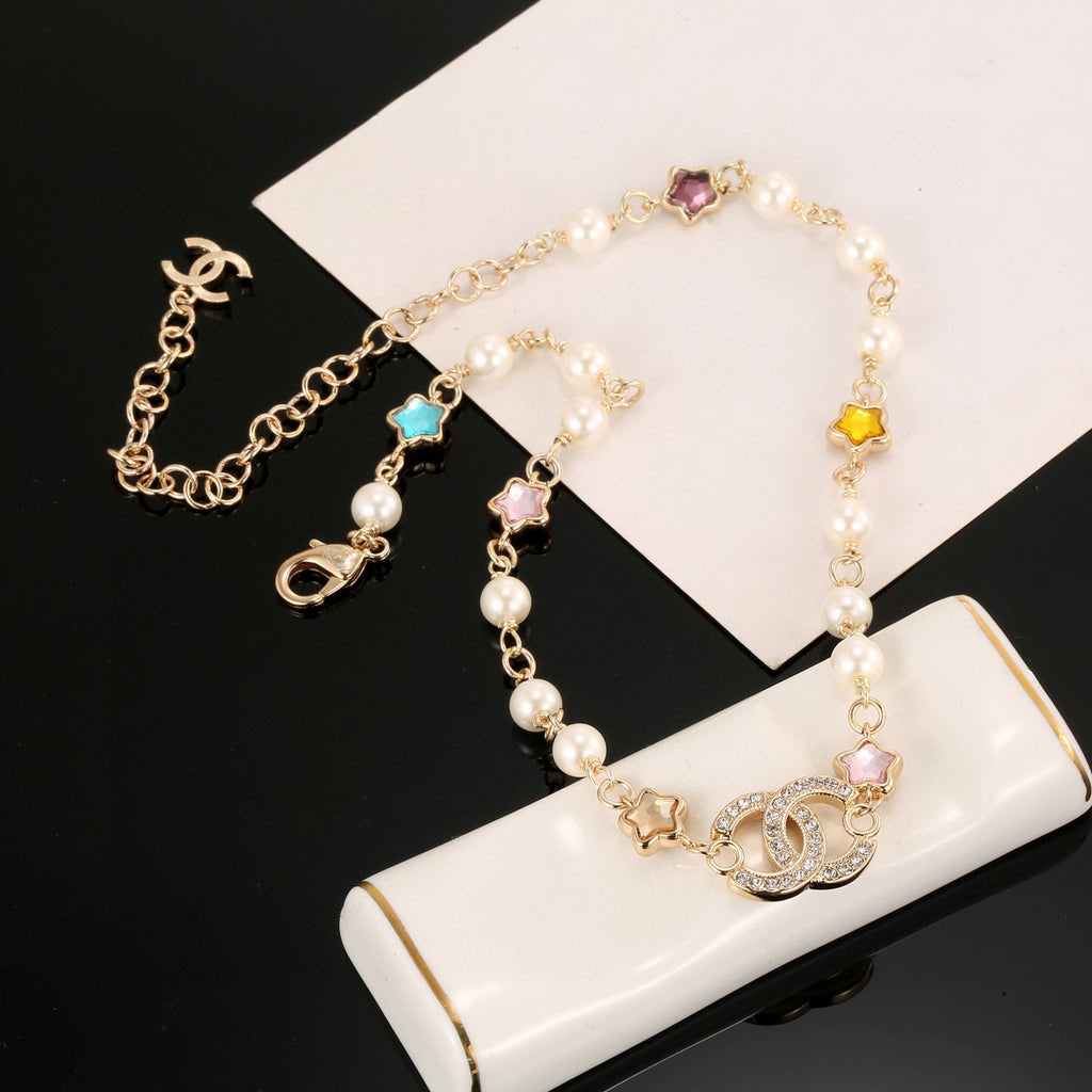Chanel Interlocking C Multicolor Pearl Crystal Accent Necklace - album image 2