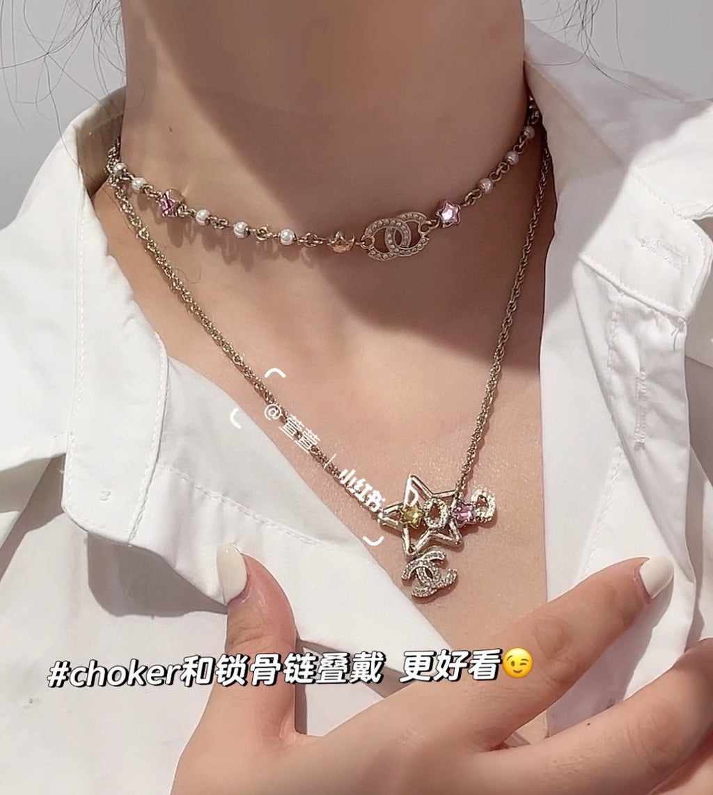 Chanel Interlocking C Multicolor Pearl Crystal Accent Necklace - album image 3