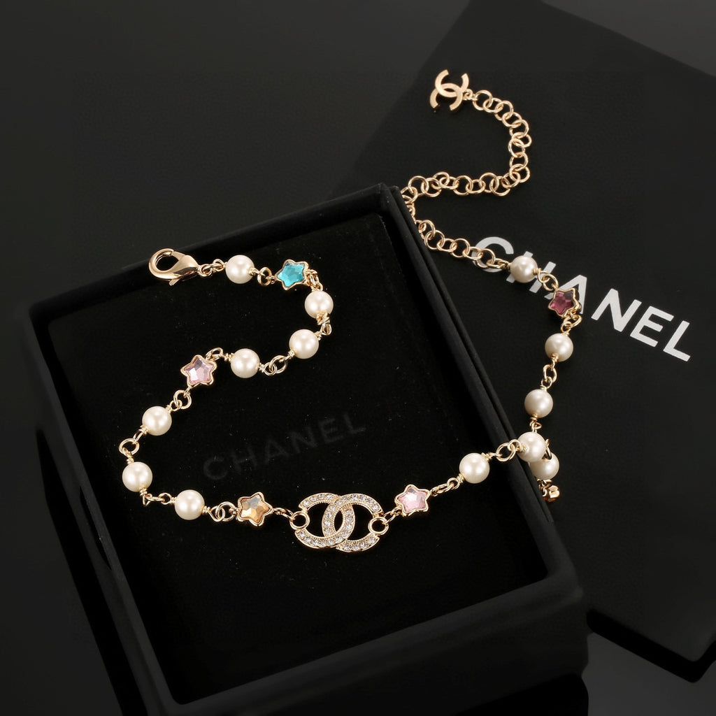 Chanel Interlocking C Multicolor Pearl Crystal Accent Necklace - album image 1