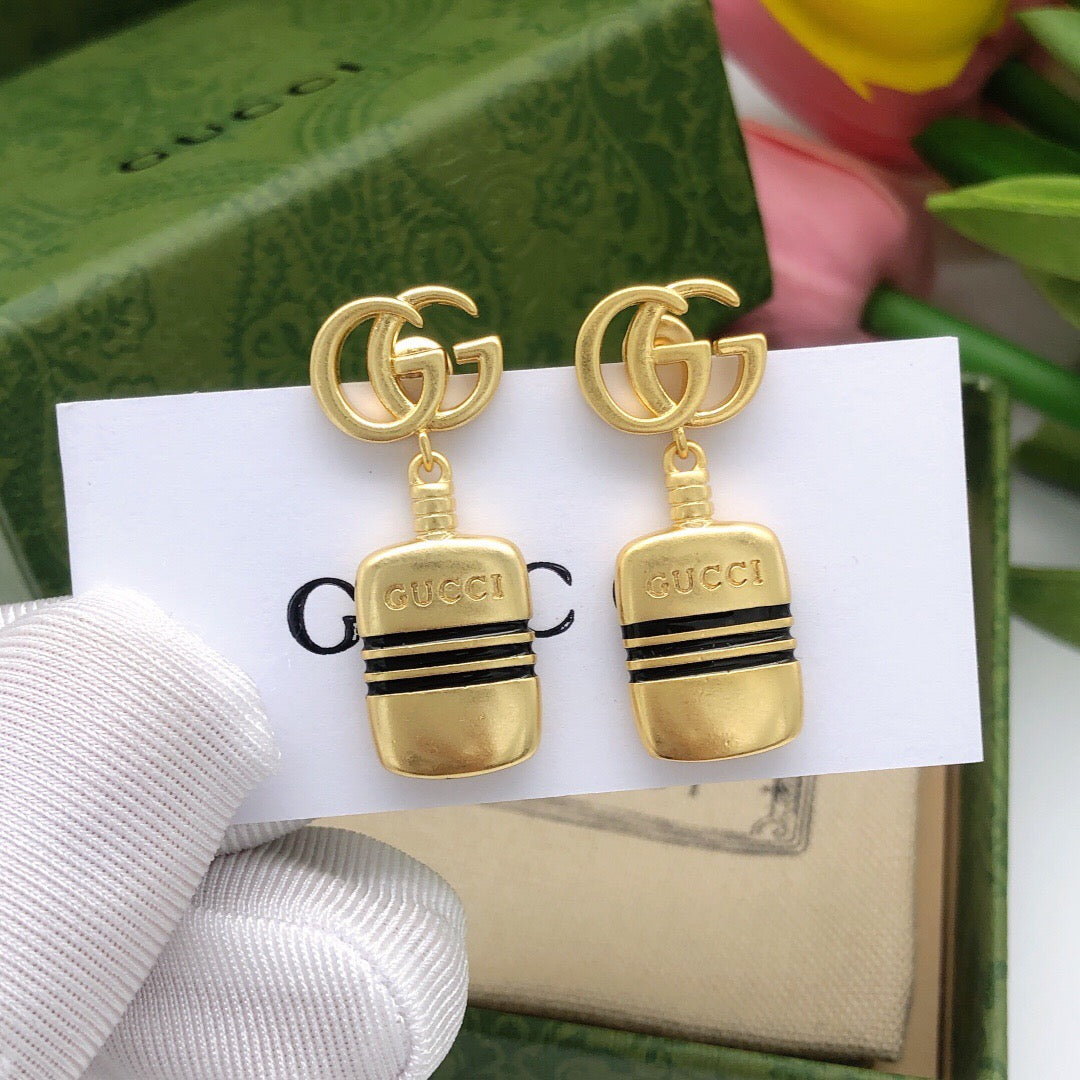 Gucci Interlocking G Antique Gold-Tone Antiqued Earrings - album image 1
