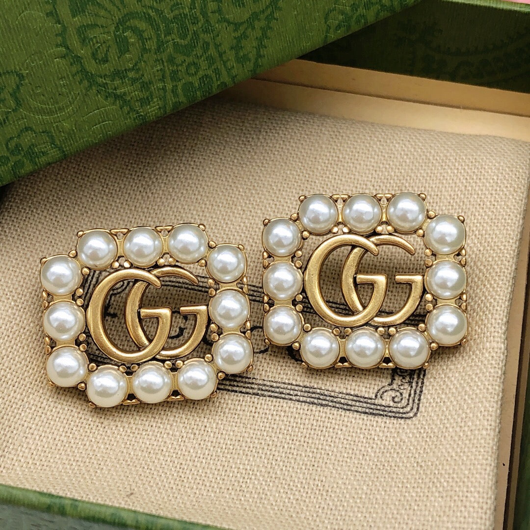 Gucci Interlocking G Pearl Square Earrings - album image 2