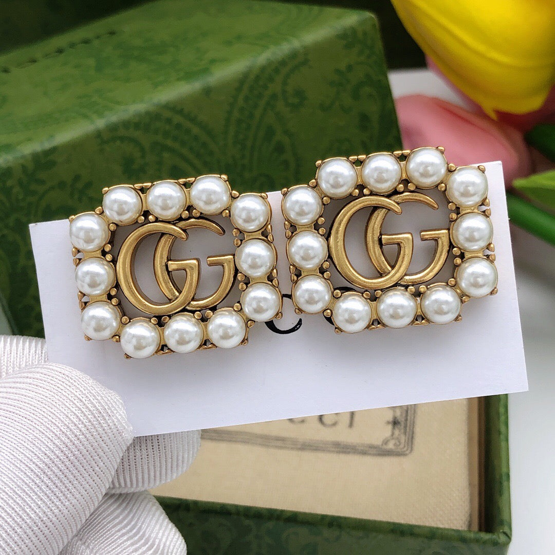 Gucci Interlocking G Pearl Square Earrings - album image 1