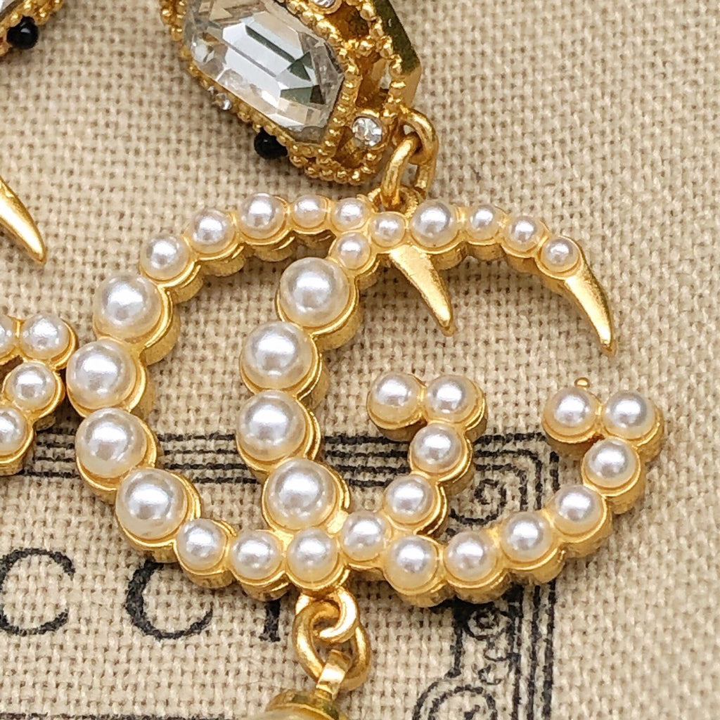 Gucci Teardrop Pearl Square Tassel Crystal Accent Earrings - album image 5