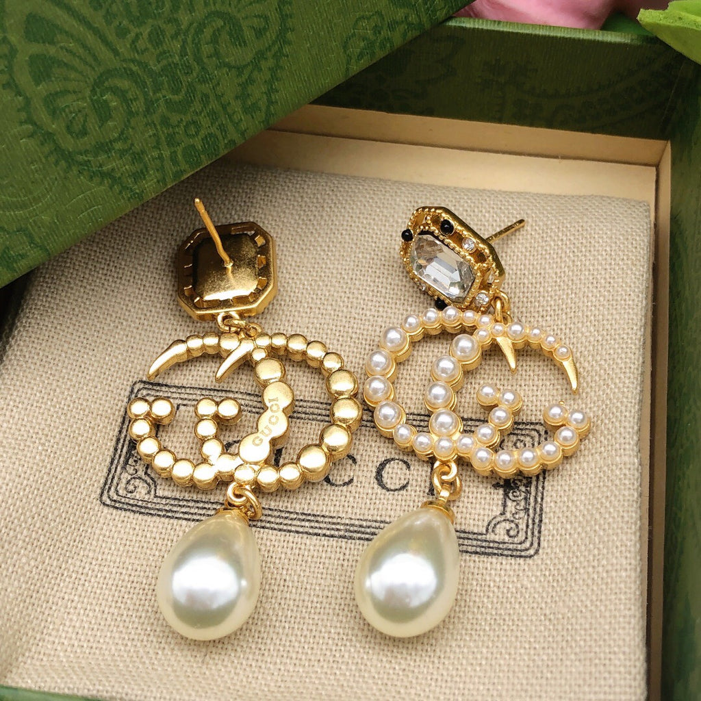 Gucci Teardrop Pearl Square Tassel Crystal Accent Earrings - album image 4