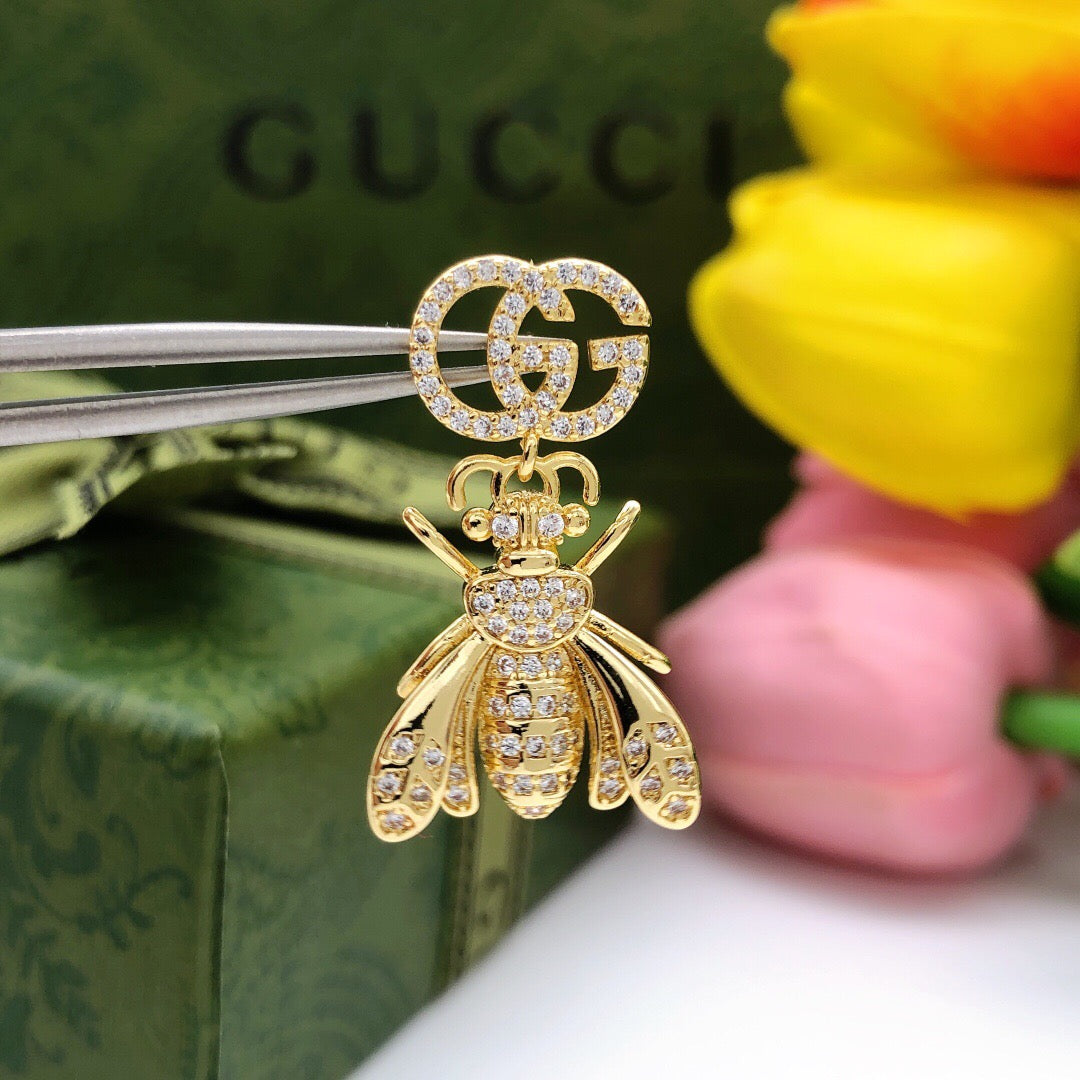 Gucci Interlocking G Bee Crystal Accent Earrings - album image 3