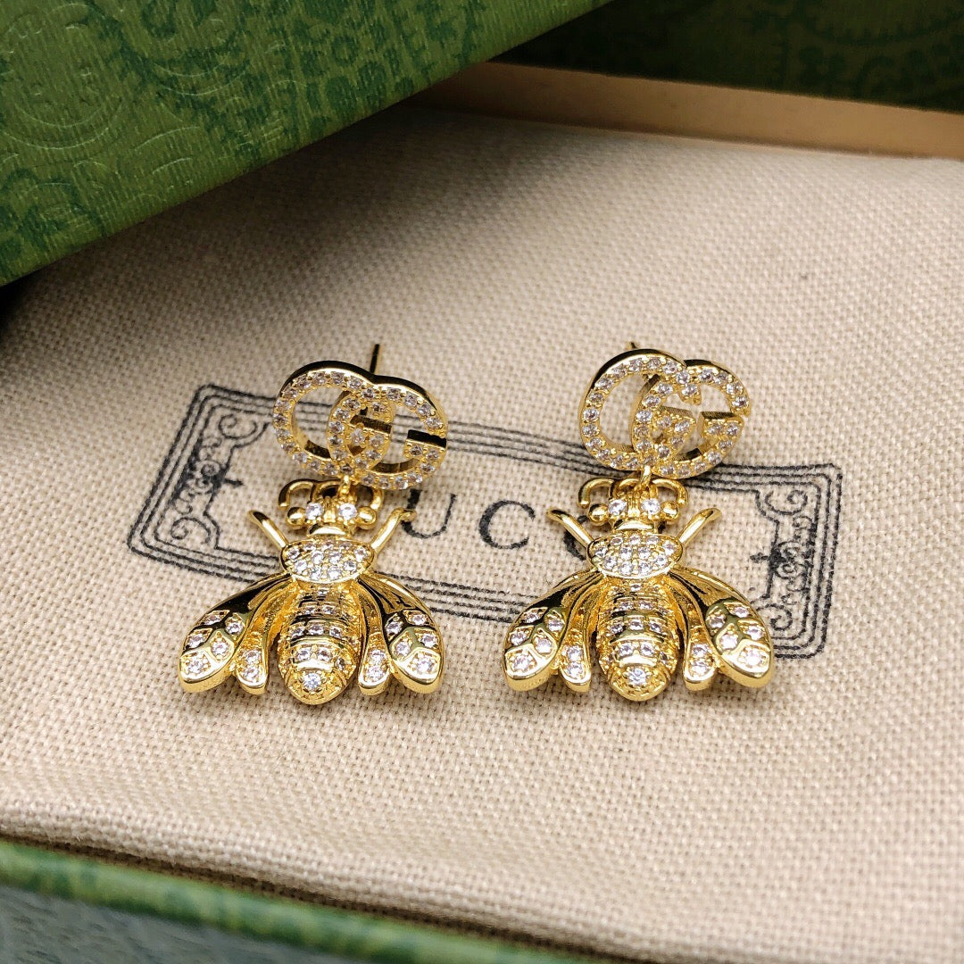 Gucci Interlocking G Bee Crystal Accent Earrings - album image 4