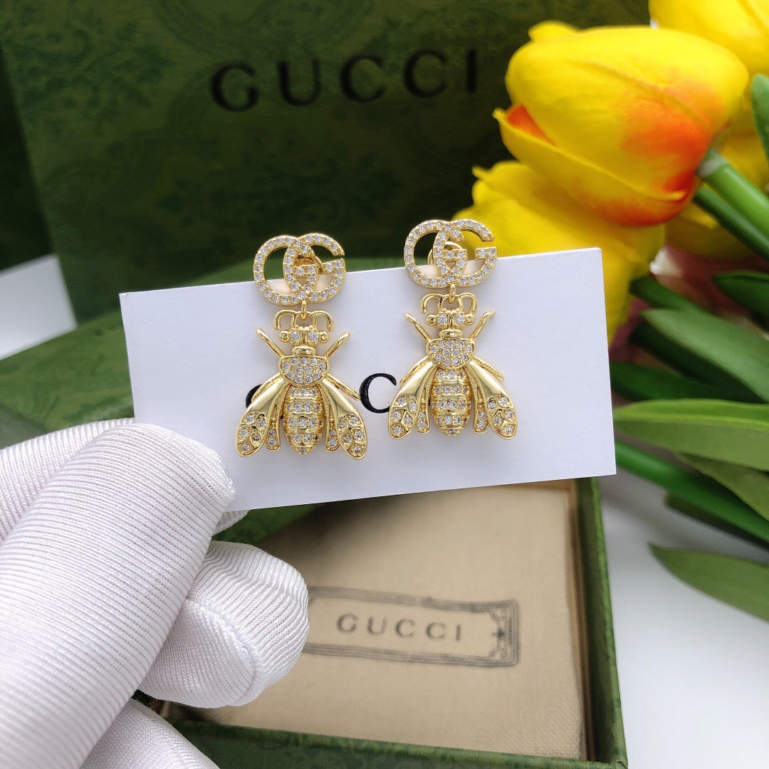Gucci Interlocking G Bee Crystal Accent Earrings - album image 2