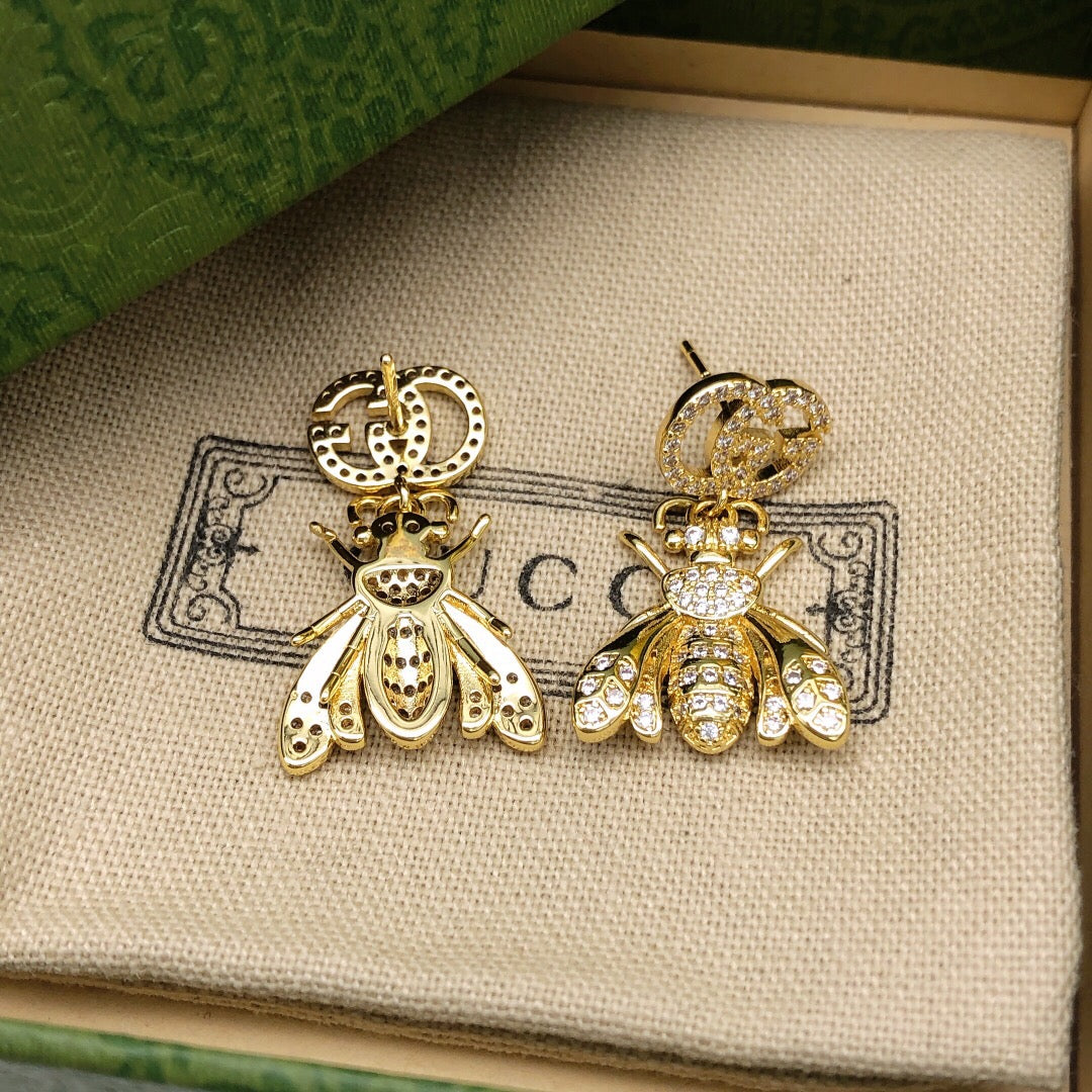 Gucci Interlocking G Bee Crystal Accent Earrings - album image 5