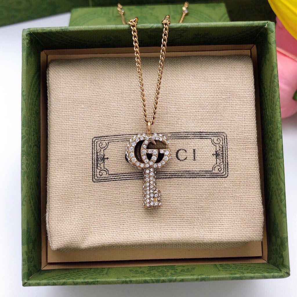 Gucci Interlocking G Key Crystal Accent Necklace - album image 3