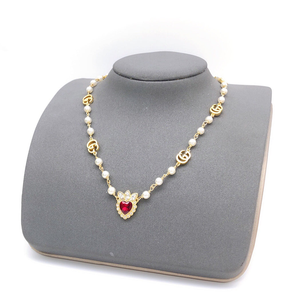Gucci Red Pearl Heart Necklace - album image 1