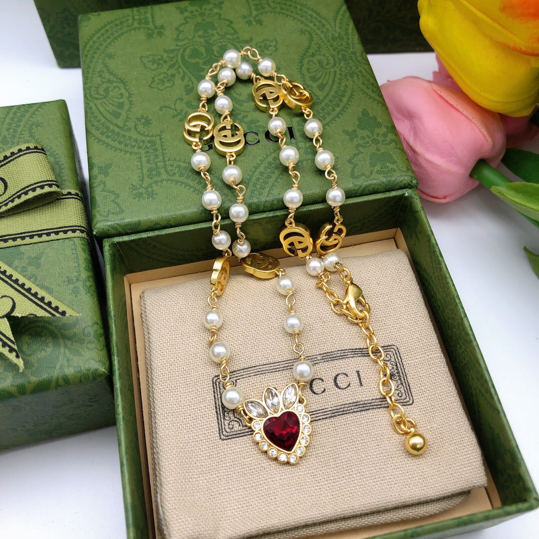Gucci Red Pearl Heart Necklace - album image 5