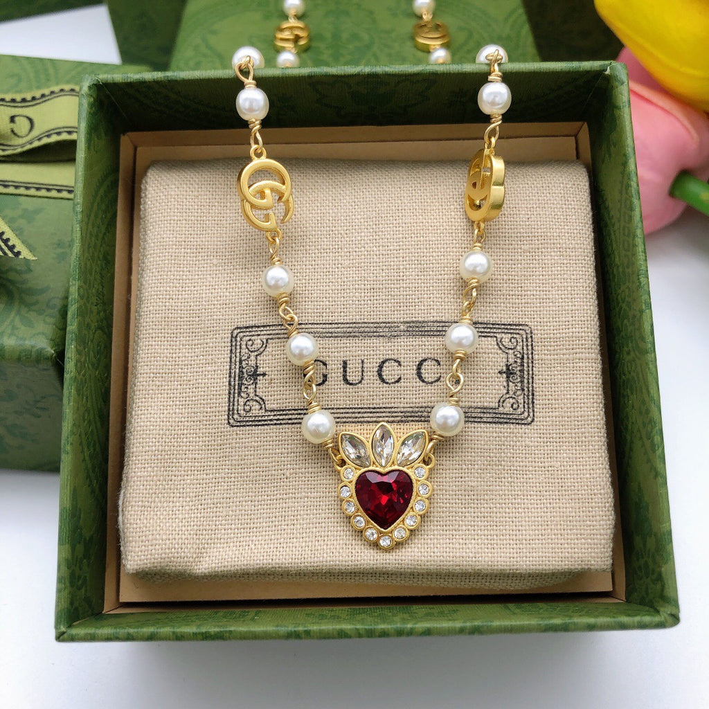 Gucci Red Pearl Heart Necklace - album image 4