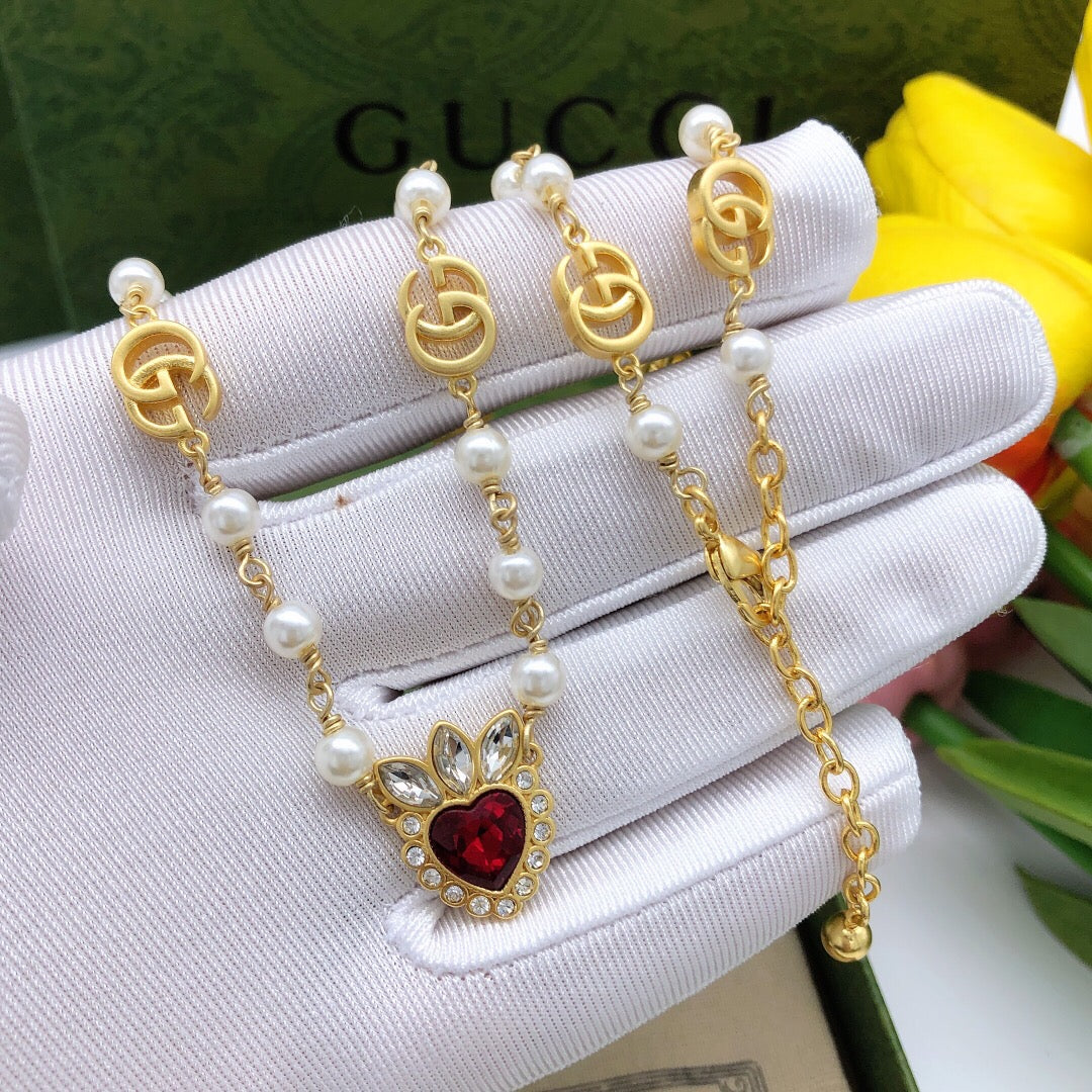 Gucci Red Pearl Heart Necklace - album image 6