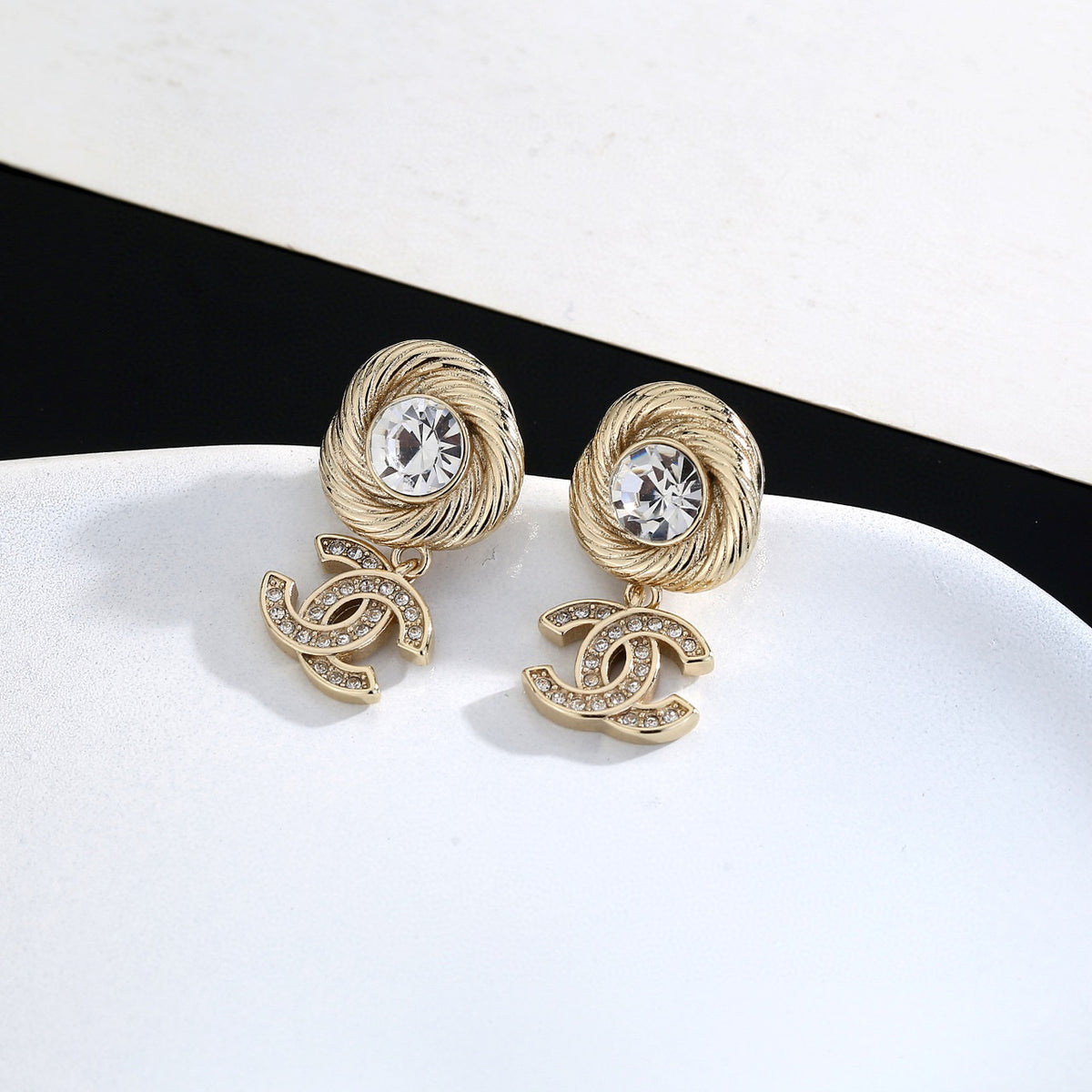 Chanel Interlocking C Gold-Tone Stud Earrings - album image 6
