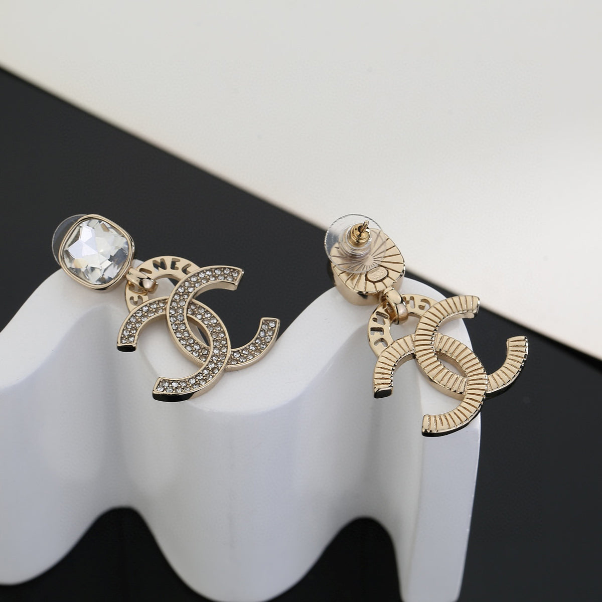 Chanel Interlocking C Resin Gold-Tone Stud Earrings - album image 7