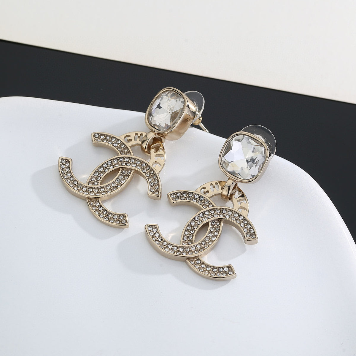 Chanel Interlocking C Resin Gold-Tone Stud Earrings - album image 6