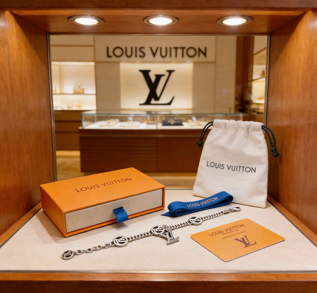 Louis Vuitton Silver-Tone Antiqued Cuban Link Chain Bracelet - album image 6