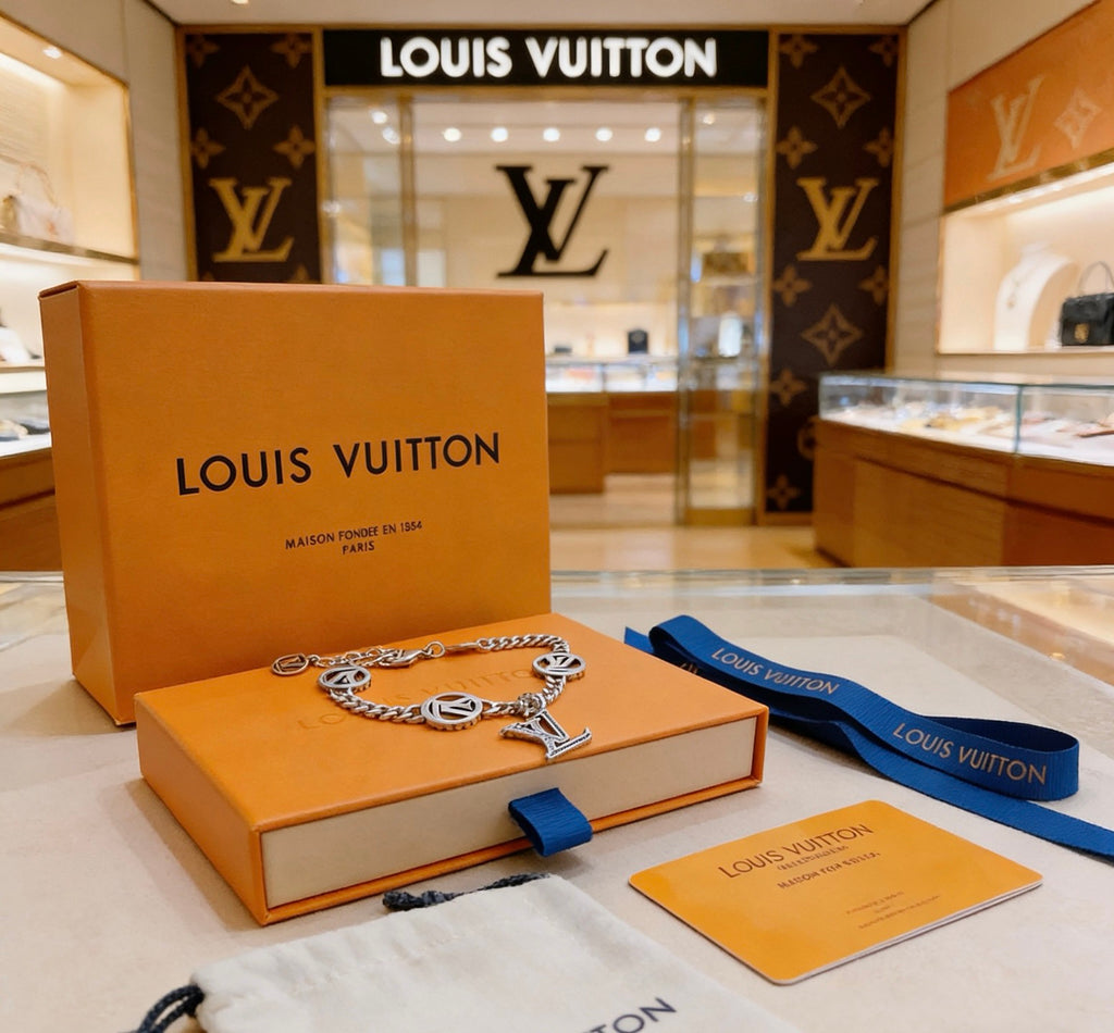 Louis Vuitton Silver-Tone Antiqued Cuban Link Chain Bracelet - album image 2