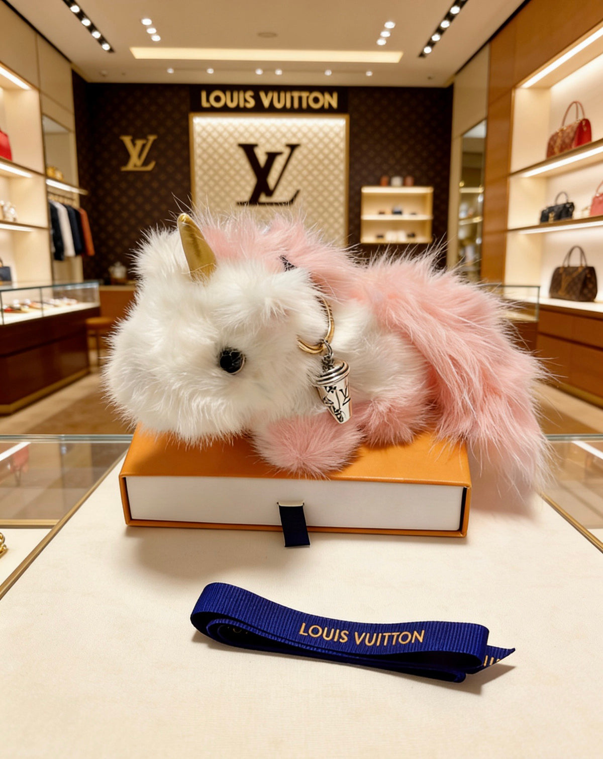 Louis Vuitton Pink Plush Animal Bag Charm - album image 1