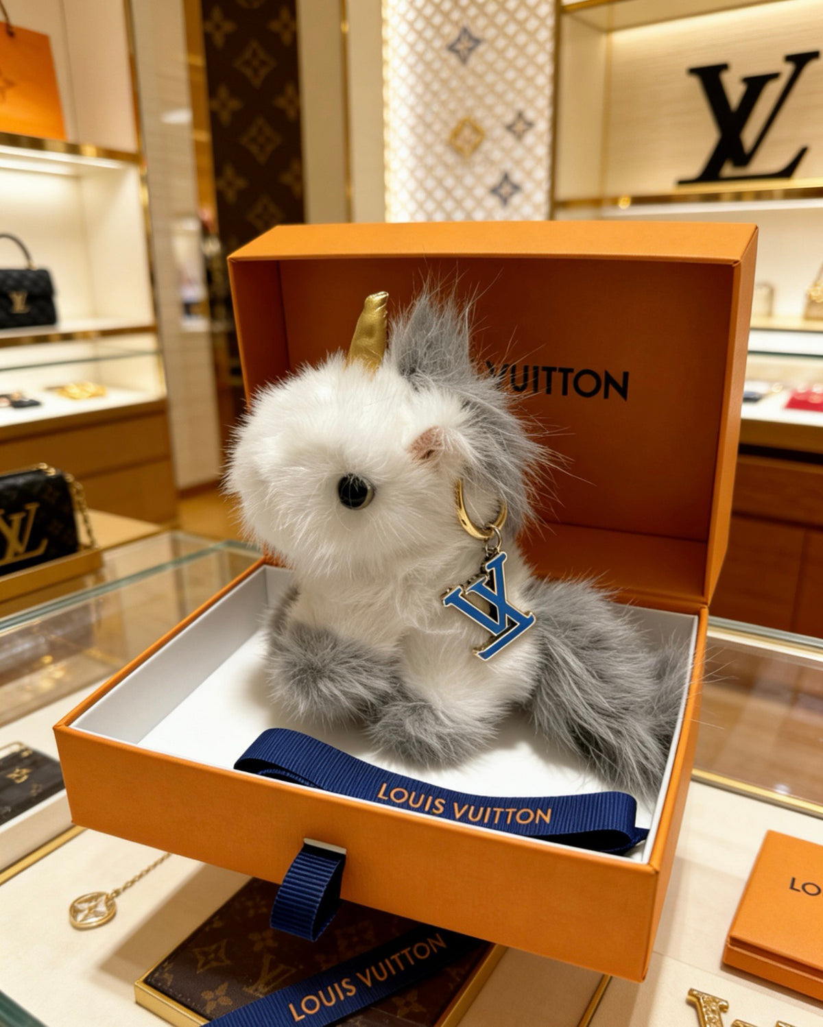 Louis Vuitton Pale Blue Plush Animal Bag Charm - album image 5