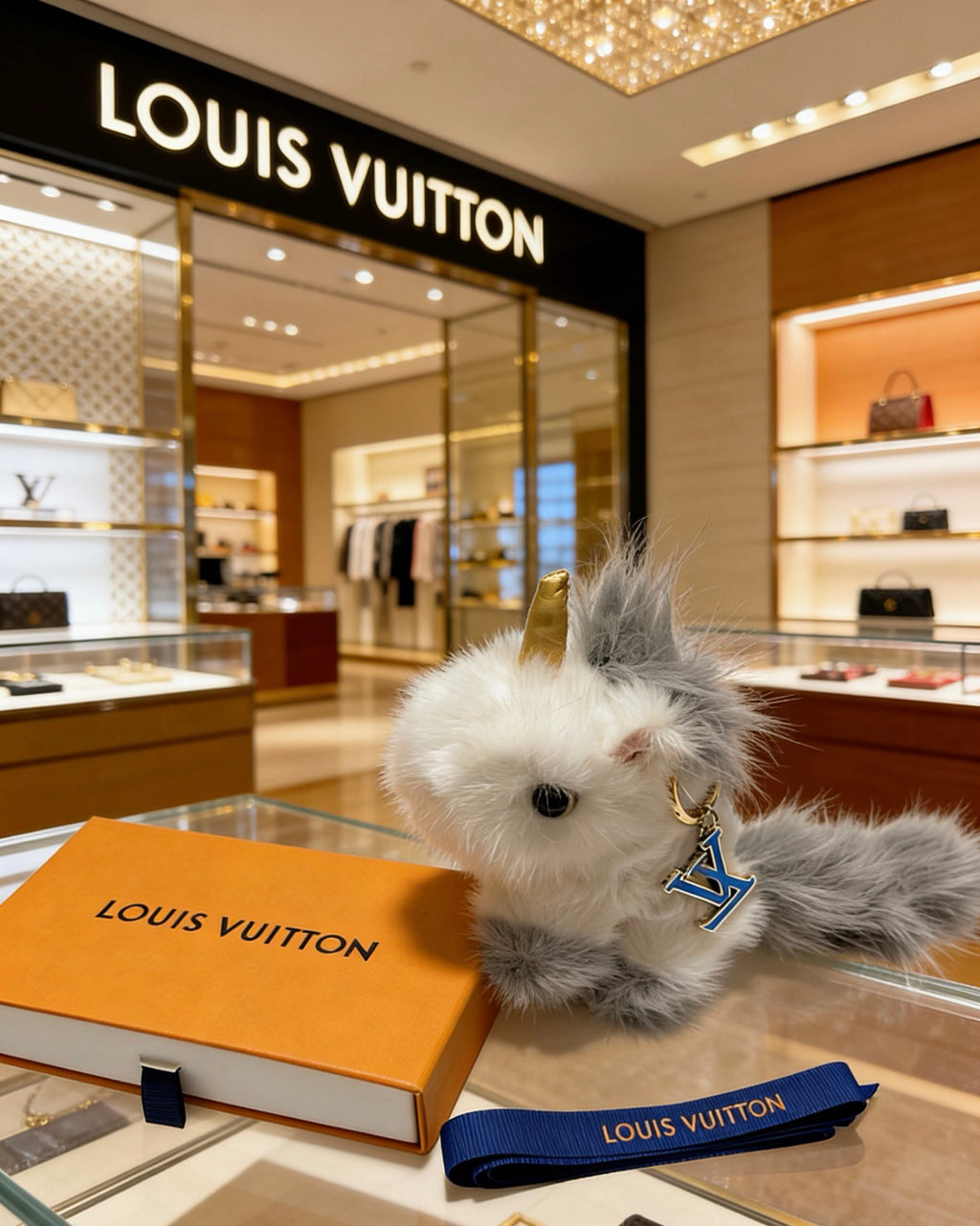 Louis Vuitton Pale Blue Plush Animal Bag Charm - album image 6