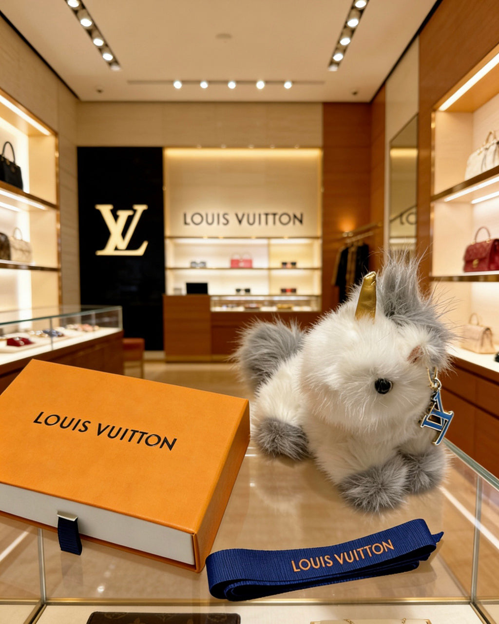 Louis Vuitton Pale Blue Plush Animal Bag Charm - album image 3