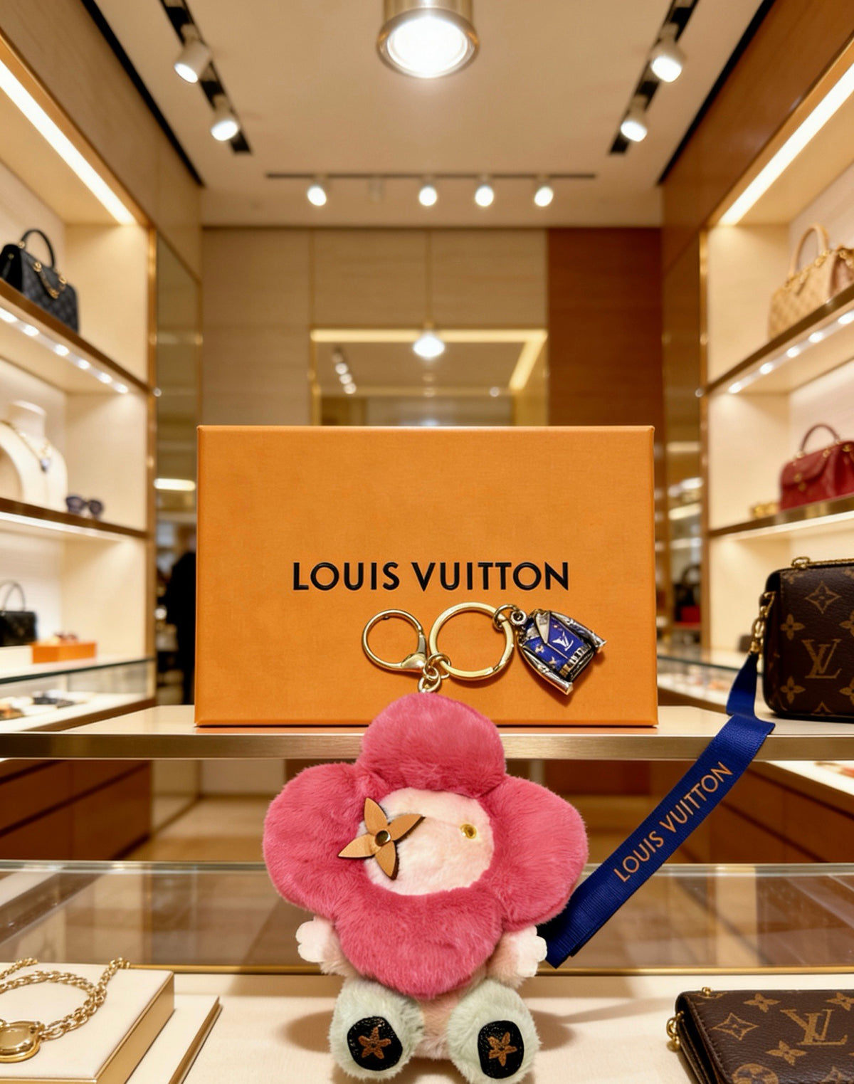 Louis Vuitton Pink Flower Plush Character Bag Charm - album image 3