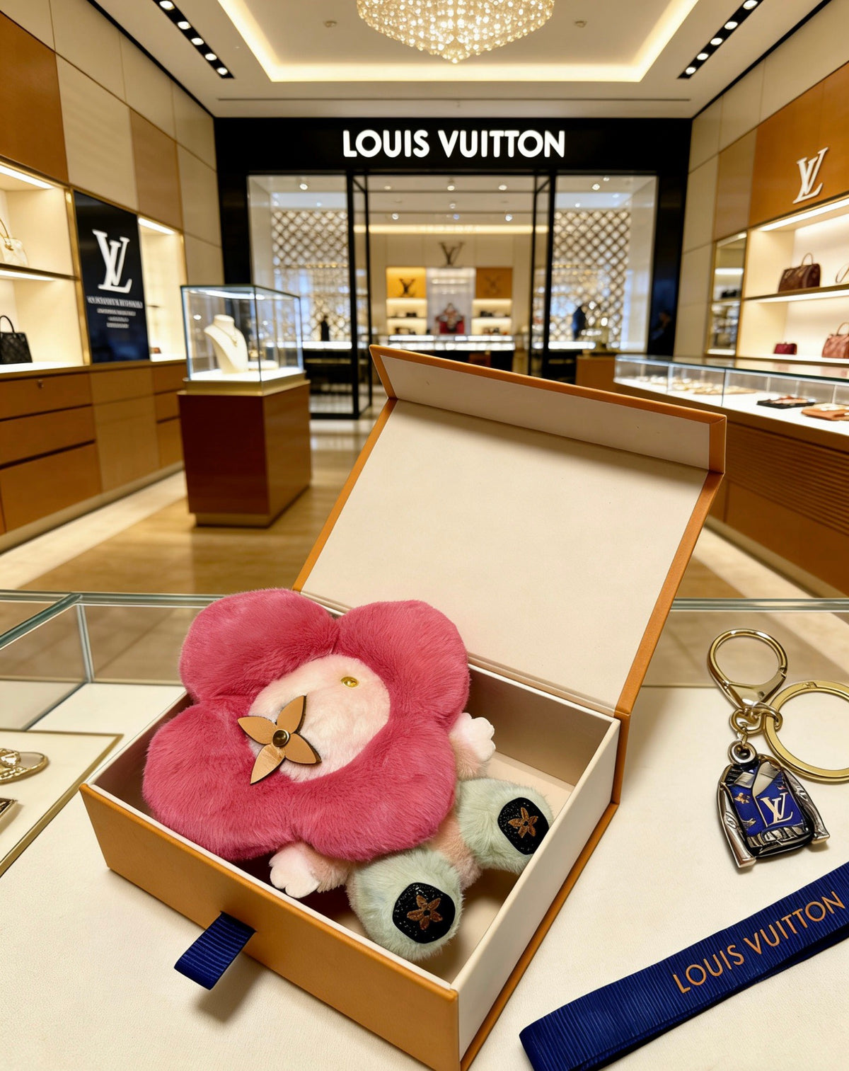 Louis Vuitton Pink Flower Plush Character Bag Charm - album image 2