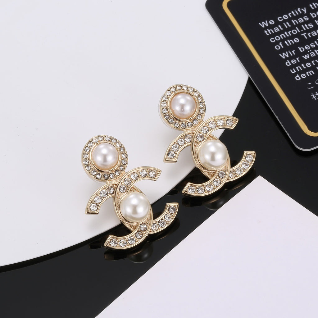 Chanel Gold-Tone CC and Pearl Drop Earrings - album image 5