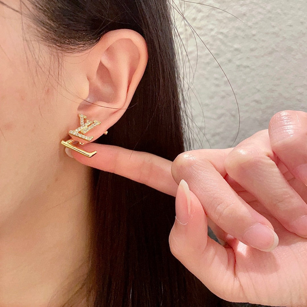 Louis Vuitton Gold-Tone LV Letter Stud Earrings - album image 6