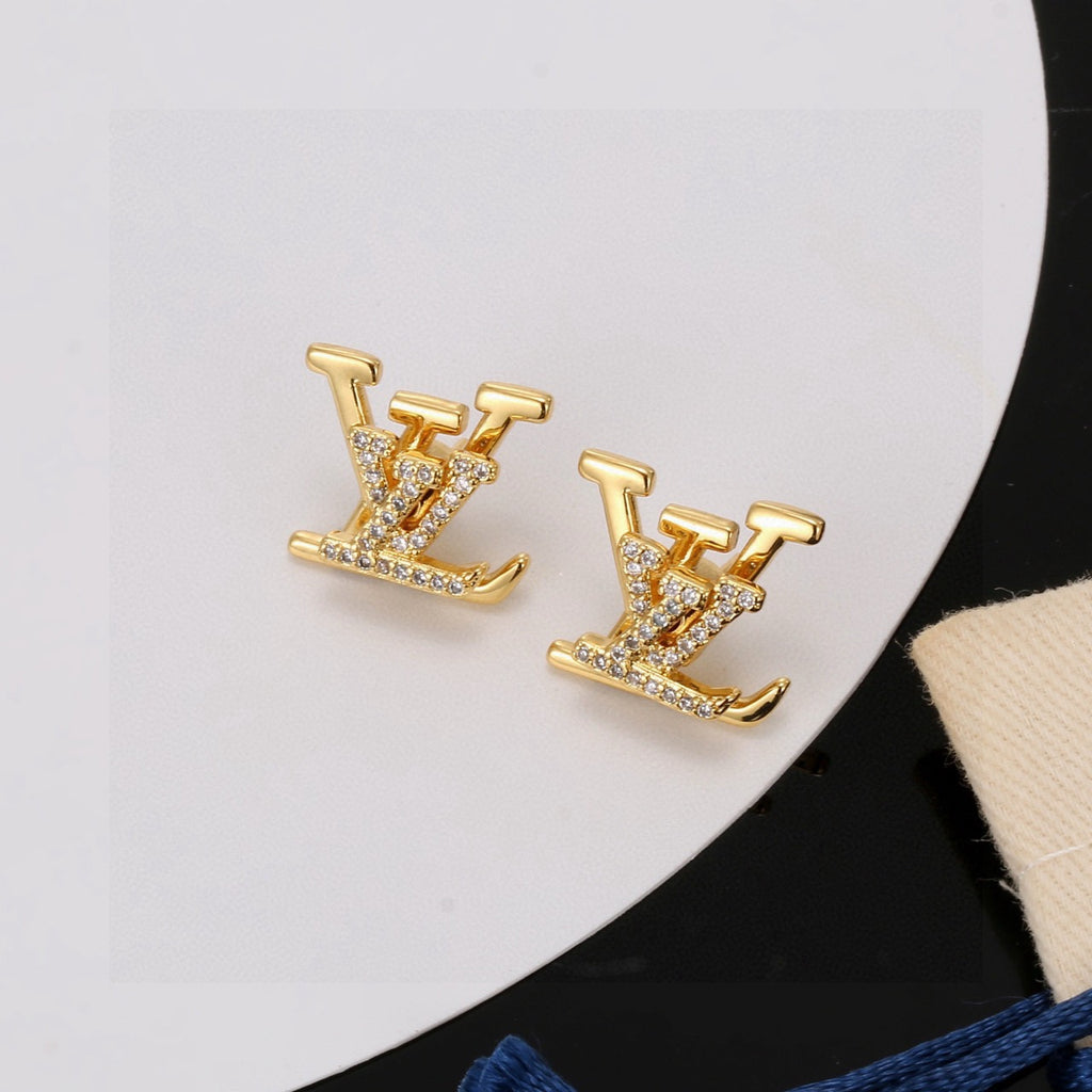 Louis Vuitton Gold-Tone LV Letter Stud Earrings - album image 1