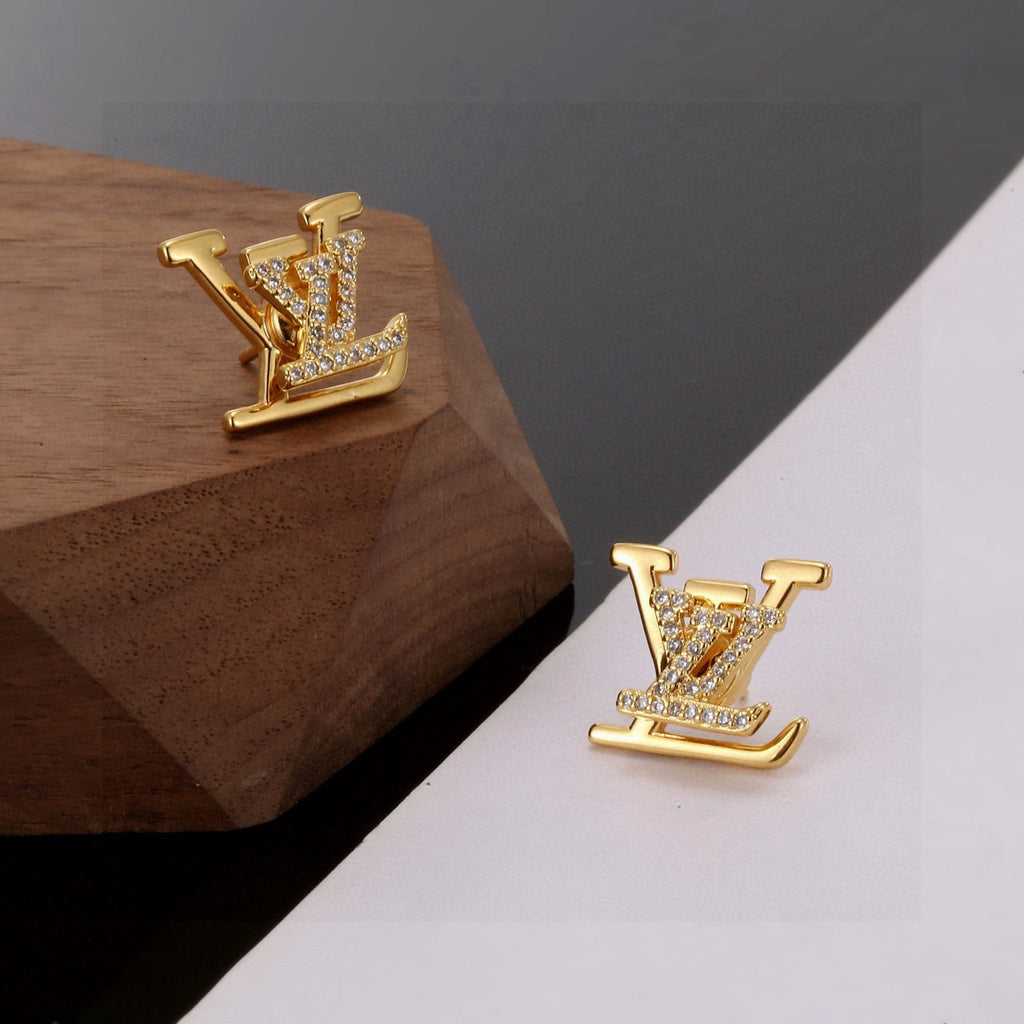 Louis Vuitton Gold-Tone LV Letter Stud Earrings - album image 7