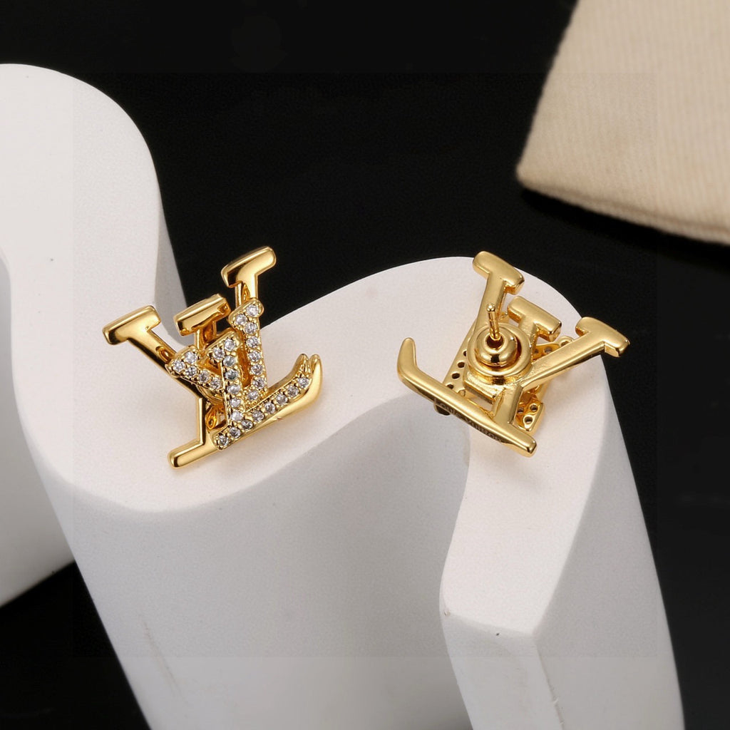 Louis Vuitton Gold-Tone LV Letter Stud Earrings - album image 4