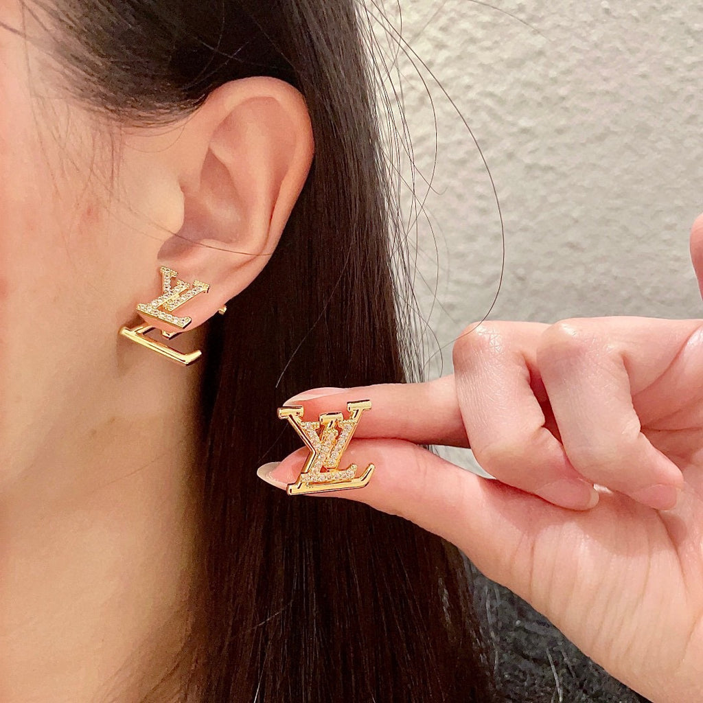 Louis Vuitton Gold-Tone LV Letter Stud Earrings - album image 5