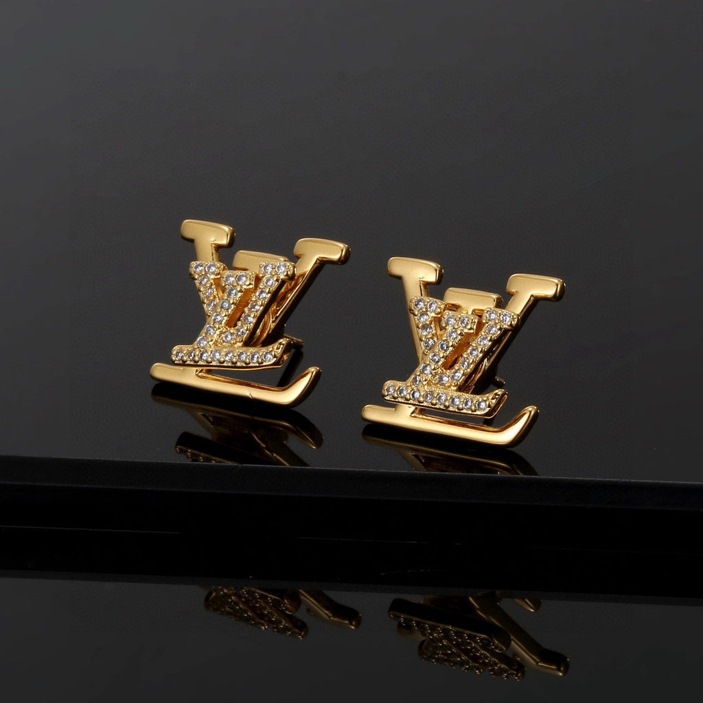 Louis Vuitton Gold-Tone LV Letter Stud Earrings - album image 8
