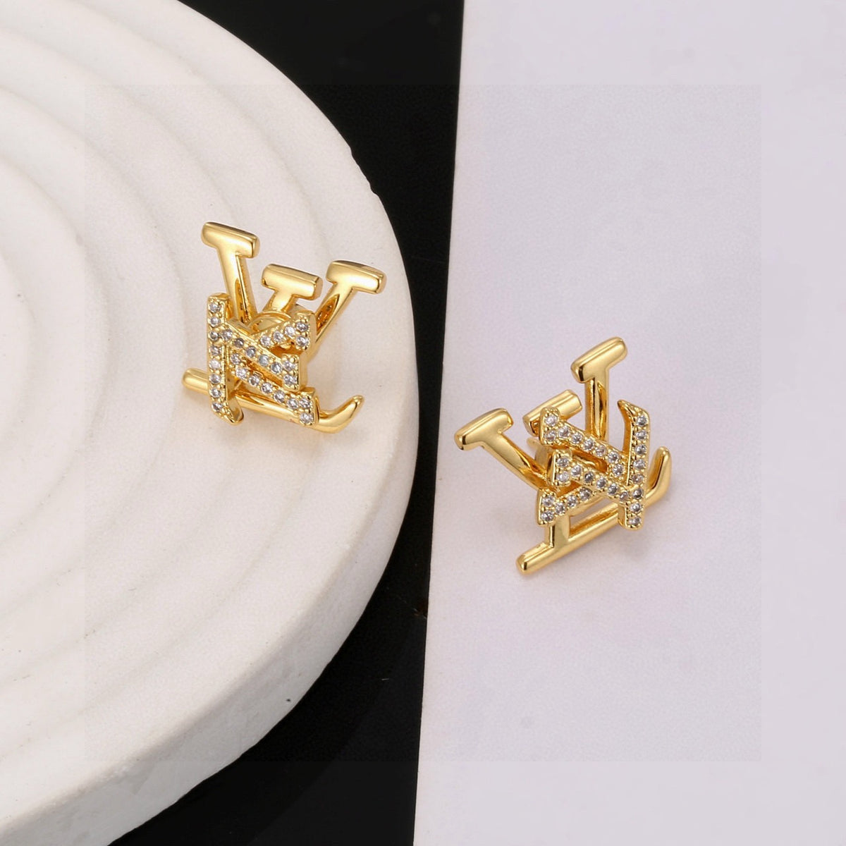 Louis Vuitton Gold-Tone LV Letter Stud Earrings - album image 3