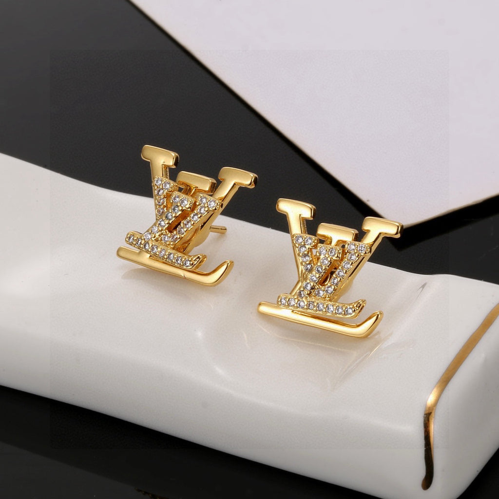 Louis Vuitton Gold-Tone LV Letter Stud Earrings - album image 2