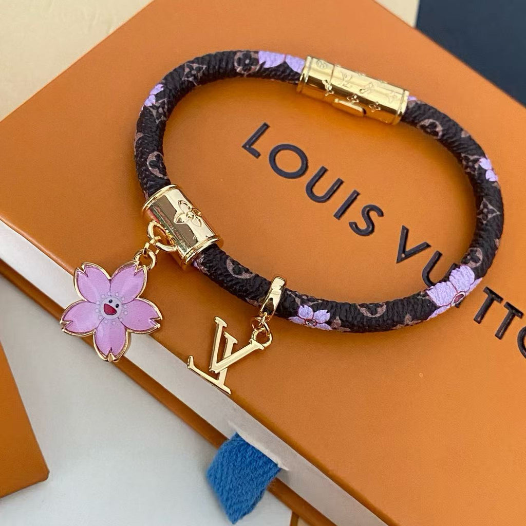 Louis Vuitton Gold-Tone Cherry Blossom Leather Bangle - album image 7