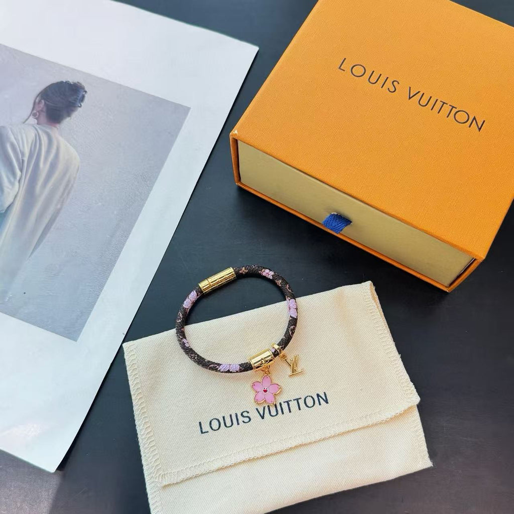 Louis Vuitton Gold-Tone Cherry Blossom Leather Bangle - album image 2