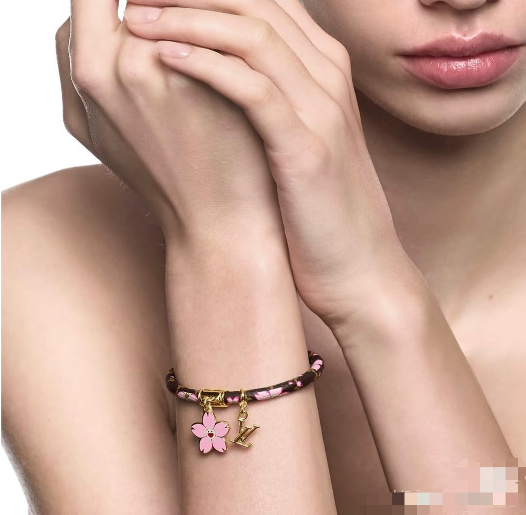 Louis Vuitton Gold-Tone Cherry Blossom Leather Bangle - album image 3
