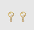 Gucci Gold-Tone Circular Stud and Crystal Bar Drop Earrings - album image 1