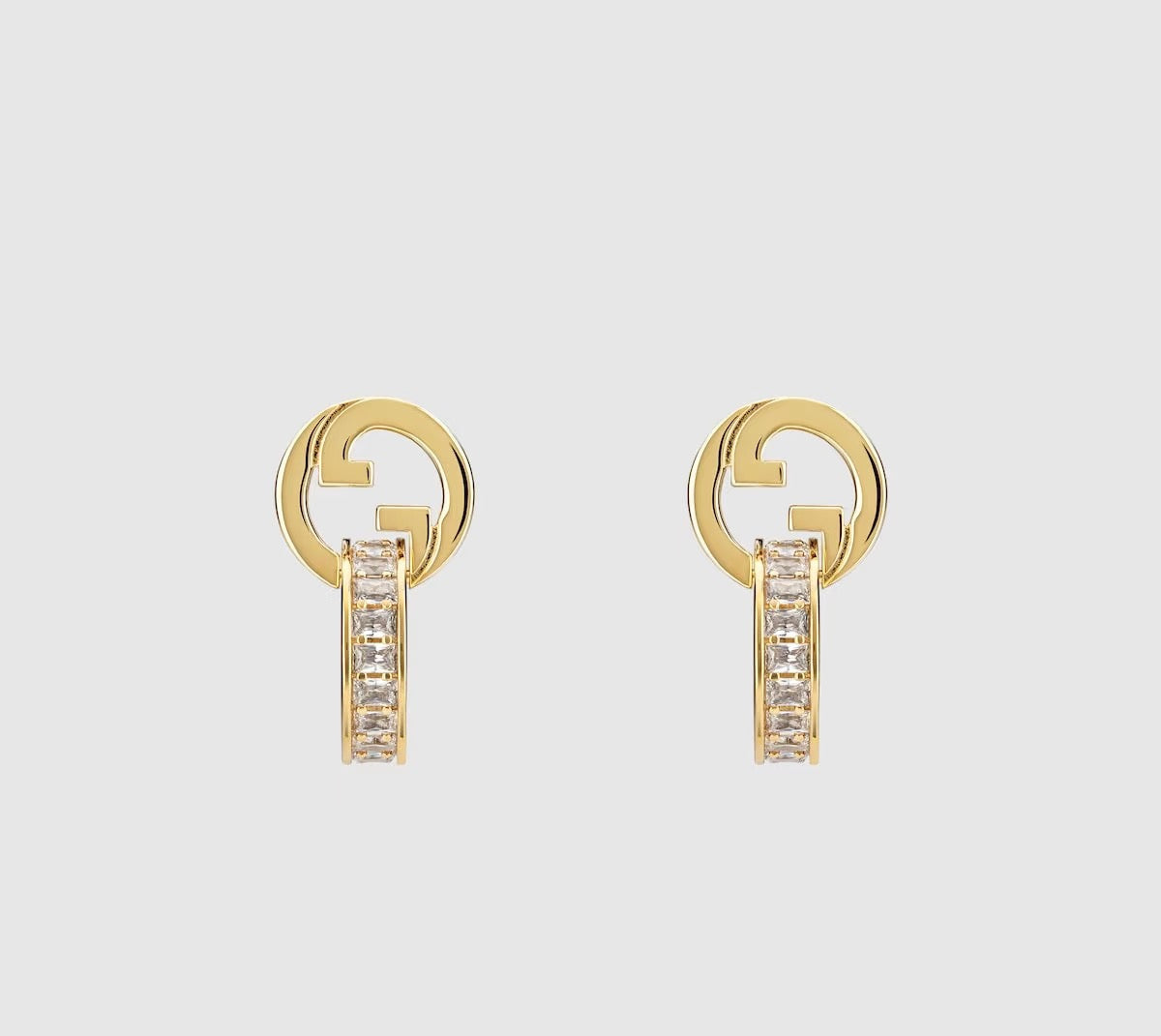 Gucci Gold-Tone Circular Stud and Crystal Bar Drop Earrings - album image 1