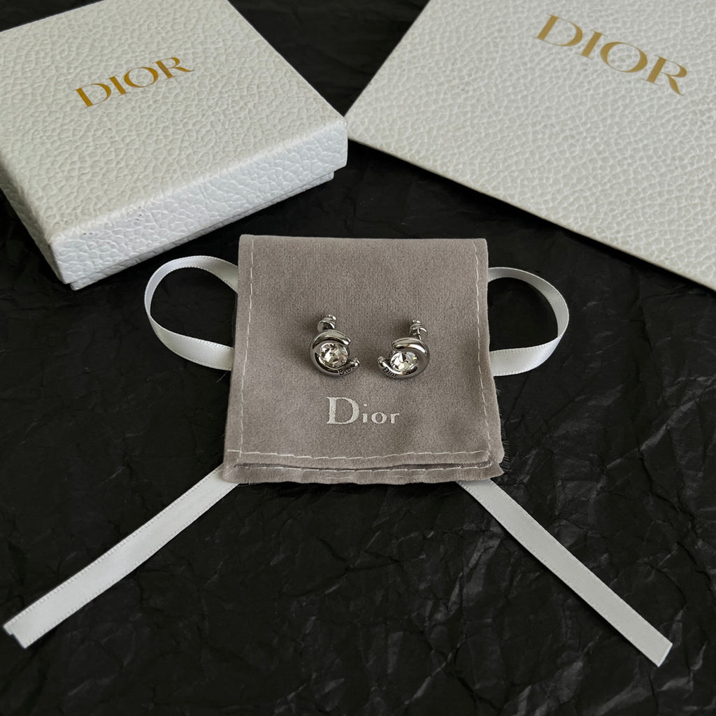 Dior Silver-Tone Sculpted Oval Stud Earrings - product image 1