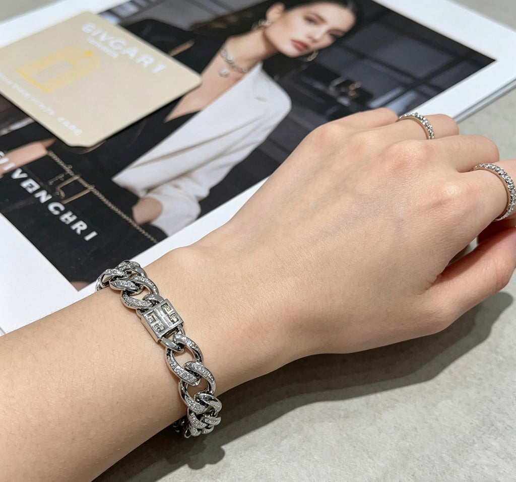 Givenchy Silver-Tone Crystal-Accented Curb Link 4G Bracelet - product image 3