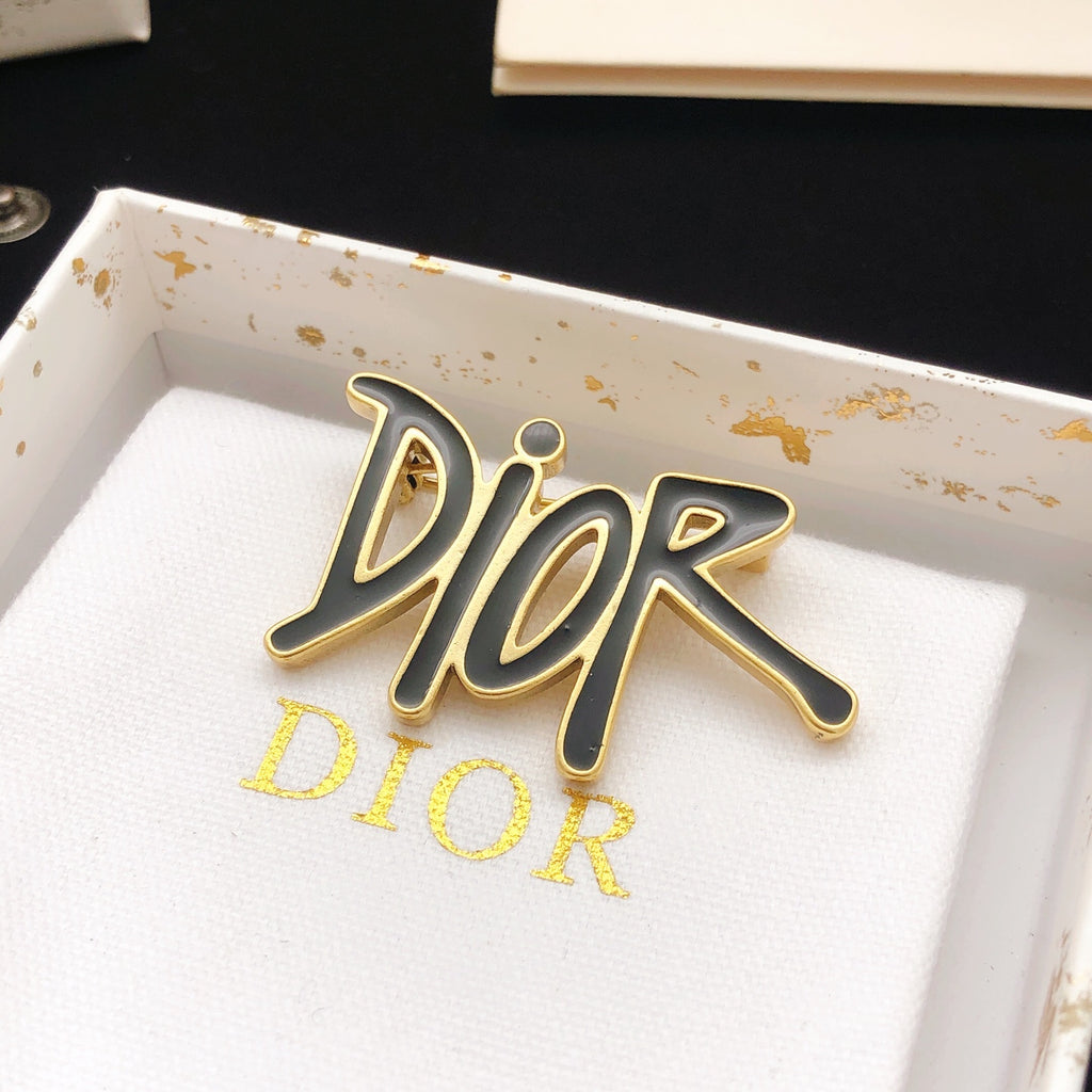 Dior Black-Outline Letter Brooch - product image 3