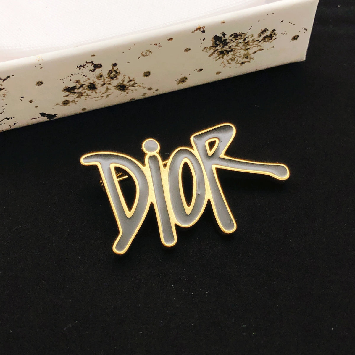 Dior Black-Outline Letter Brooch - product image 4