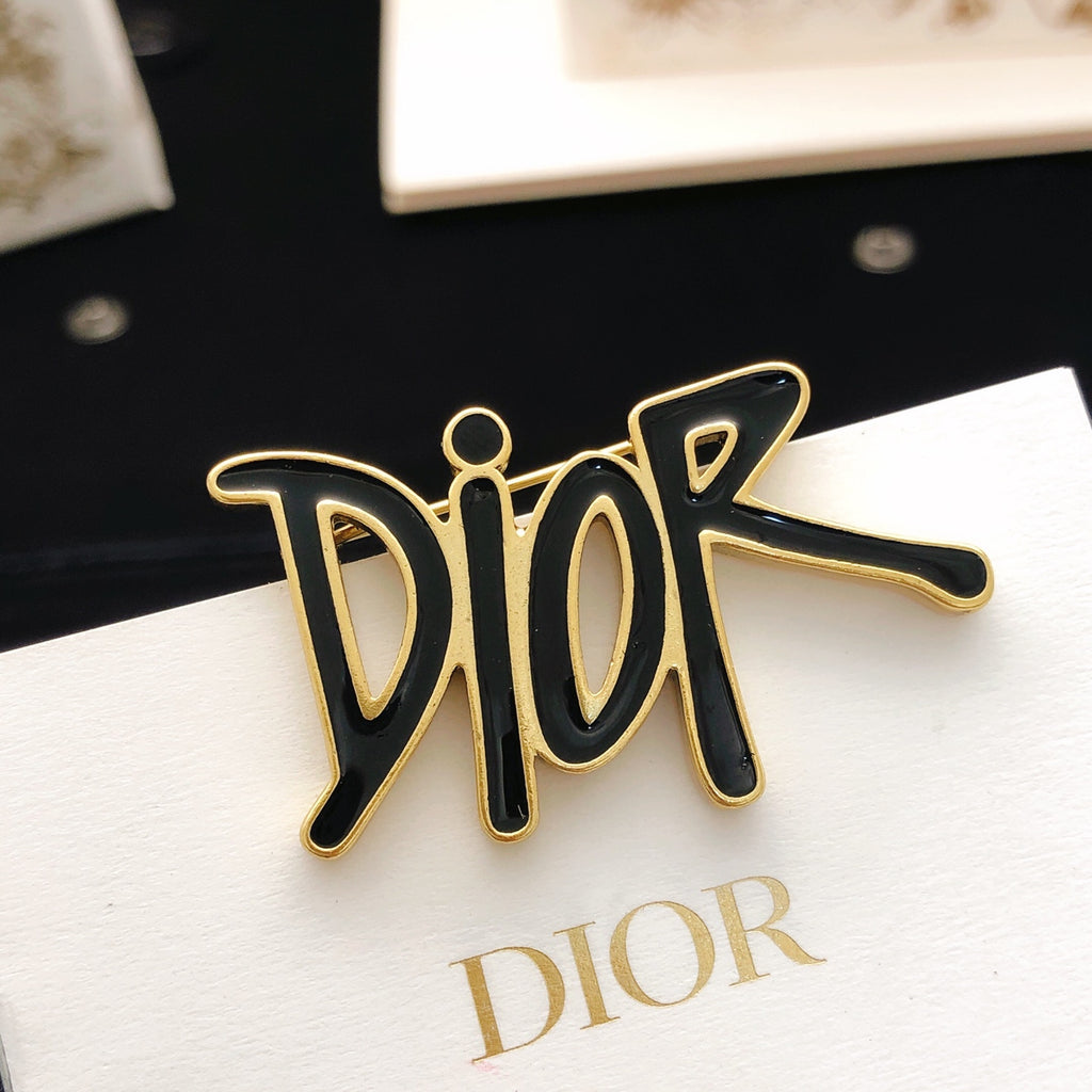 Dior Black-Outline Letter Brooch - product image 1