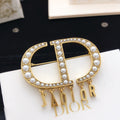 Dior CD Pearl-Look Letter Fringe Brooch - product image 1